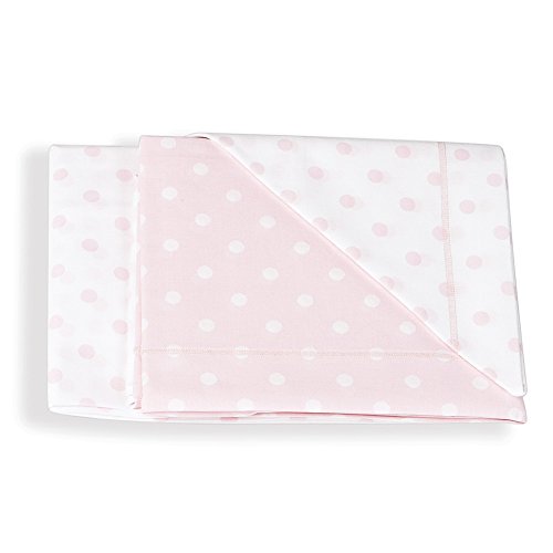 Italbaby 020.1005-001, Set 3 Pezzi Di Lenzuoline Per Lettino In Puro Cotone, Color Pois Rosa, 3 Unità
