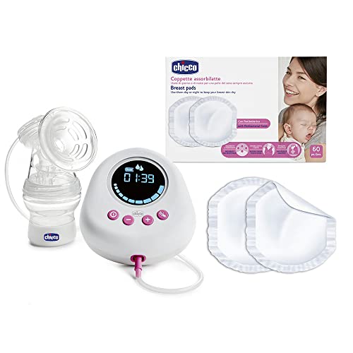 Chicco Set Tiralatte Elettrico E Coppette Assorbilatte, Include Elettrico, Confortevole Veloce Con Antibatterico Assorbenti Invisibili Sotto I Vestiti