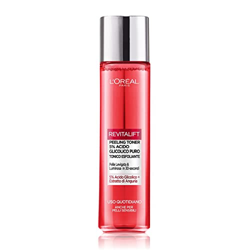 L'Oréal Paris Tonico Esfoliante Peeling Toner Revitalift, Pelle Liscia E Luminosa In 30 Secondi, Per Pelli Giovani, Arricchito Con 5% Di Acido Glicoli