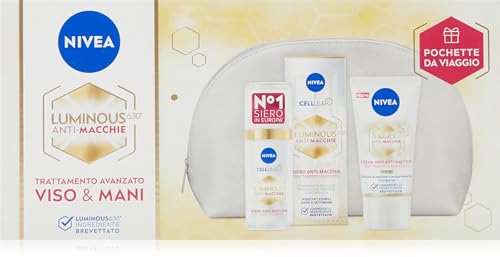Nivea Cellular Luminous630 Kit Trattamento Avanzato Viso & Mani, Siero Viso Anti Macchie 30Ml E Crema Mani Anti-Macchie 50Ml, Skincare Routine Per Vis