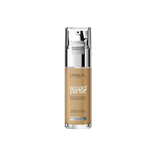 L'Oréal Paris Fondotinta Liquido, Idratazione 24H, Per Tutti Tipi Di Pelle, Incarnato Dal Colorito Naturale E Uniforme, Formula Con Acido Ialuronico,