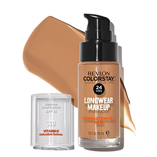 Revlon Colorstay, Fondotinta Per Pelle Mista E Grassa, Con Protezione Solare Spf 15, Formula Duratura, Oil Free (30Ml), 320 True Beige