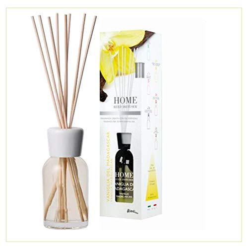 Diffusore Profumato Per Ambiente Profumo Di Vaniglia Del Madagascar - 125Ml - Con 6 Bastoncini Di Bambù - Fragranza Intensa E Duratura, Profumo Da Cam