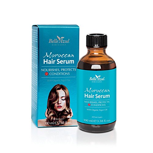 Belle Azul Siero Maroccan Capelli - Argan Oil 100% Bio - Protegge, Nutre E Condiziona - Profondamente Idratante - Protezione Dal Calore-Tutti I Tipi D