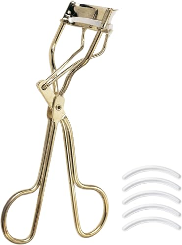Beter - Piegaciglia Dorato, Con Cuscinetti In Silicone, Piegaciglia Professionale, Include 5 Bande Di Ricambio, In Acciaio Ad Alta Resistenza, Per Il