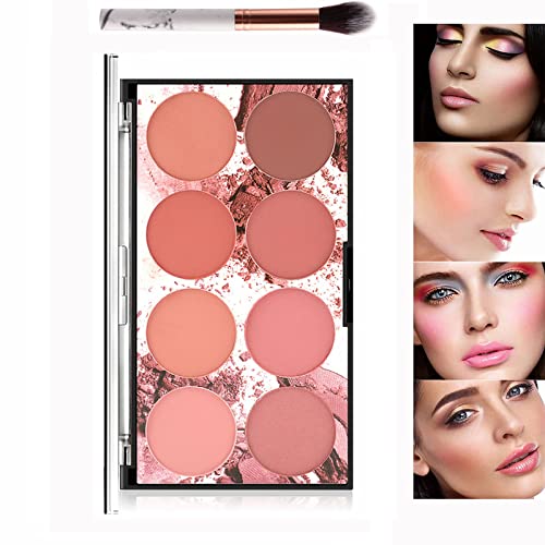 Palette Di Fard 8 Colori,Tavolozza Di Fard Minerale Opaco Con Pennello, Fard Professionale Per Il Trucco Del Viso, Tavolozza Di Fard Per Contorni Ed E