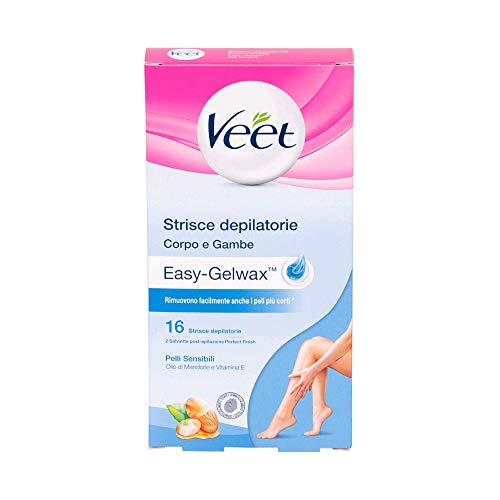 Veet Strisce Depilatorie Corpo Per Pelli Sensibili, 16 Pezzi