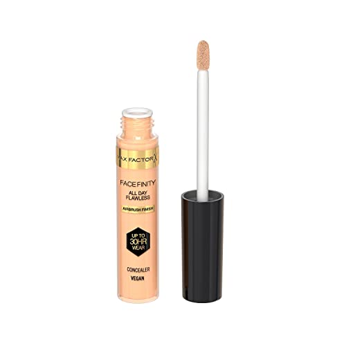 Max Factor Correttore Liquido Facefinity All Day Flawless Concealer, Formula Illuminante A Lunga Durata E Coprenza Modulabile, Tonalità 10, 7,8 Ml