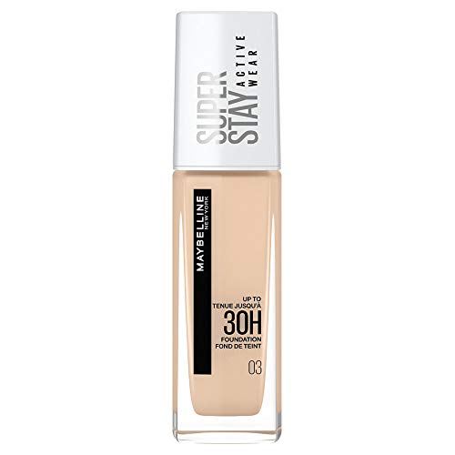 Maybelline New York Fondotinta Liquido Superstay 30H Active Wear, Alta Coprenza E Lunghissima Tenuta Senza Effetto Maschera, True Ivory (03), 30 Ml
