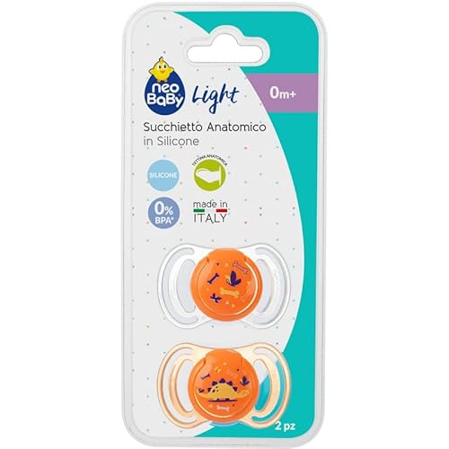 Neobaby Light Succhietto Anatomico In Silicone 0M+, 1 Confezione Con 2 Succhietti