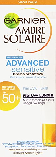 Garnier Ambre Solaire Crema Viso Advanced Sensitive Ip50+