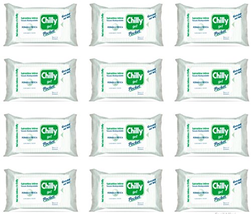 12 X Salviettine Igiene Intima Chilly Pocket Salviette Con Gel Formula Fresca