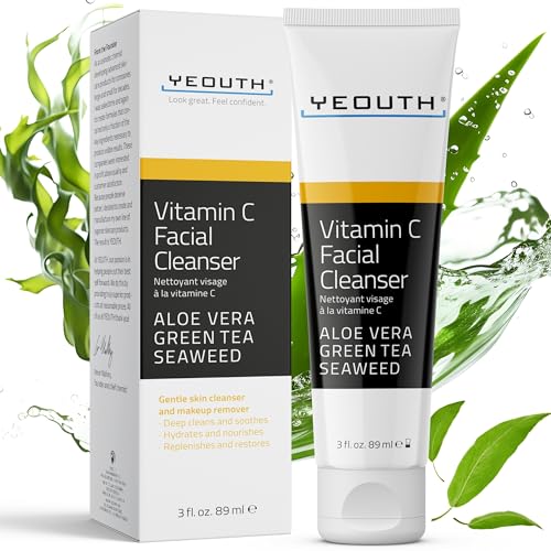 Yeouth Detergente Con Vitamina C E Aloe Vera, Lavaggio Del Viso Per Macchie Scure, Viso Alla Vitamina C Pelle Grassa E Pelle Opaca, Gel Detergente Vis