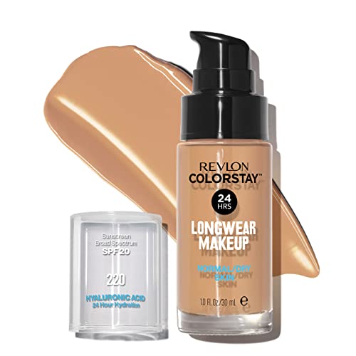 Revlon Colorstay, Fondotinta Per Pelle Normale E Secca, Con Protezione Solare Spf 20, Formula Duratura, Oil Free (30Ml), 220 Natural Beige