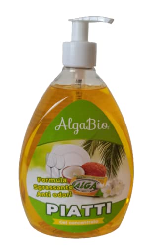 Alga Bio Piatti Gel Concentrato Formula Sgrassante Anti Odore Dermatologicamente Testato Naturale Ecologico 750 Ml