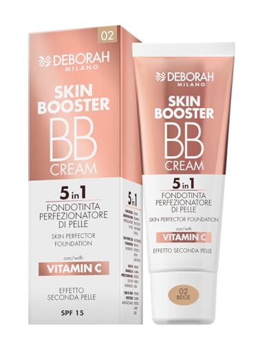 Deborah Milano - Bb Cream Skin Booster, N.02 Beige, Spf 15, Con Vitamina C, Crema Colorata Viso Effetto Seconda Pelle, 30Ml