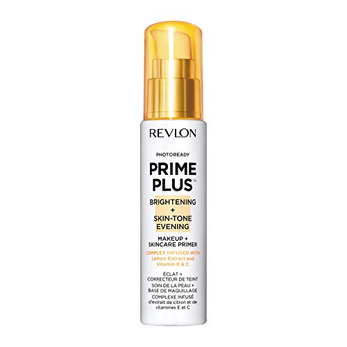 Revlon Prime Plus Makeup & Skincare Primer Viso, Brightening + Skin-Tone Evening, Illuminante & Idratante, Con Vitamina C E Acido Lattico, 30 Ml