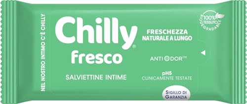 Chilly Salviettine Fresco, Salviette Igiene Intima, Azione Protettiva Con Mentolo Naturale, Per Uso Quotidiano, Clinicamente Testato, Ph 5, 1 Confezio