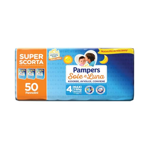 Pampers Sole E Luna Tg. 4 Maxi 7-18 Kg Pacco Triplo Da 50 Pannolini
