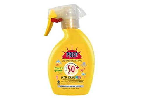 Prep, Latte Solare Kids Dermoprotettivo Spf 50+, Spray Solare Bambini, Protezione Solare Raggi Uva E Uvb, Con Glicerina E Vitamina E, Dermatologicamen