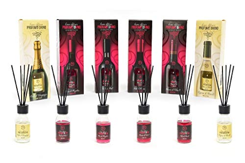 Clicson® -Me28951- Diffusore Profumi D’Essenza 125 Ml Con Bacchetti In Cotone Aroma Profumi Di Vino. Offerta Valida Per Un Solo Diffusore. Profumazion