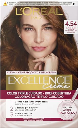 L'Oreal Tintura Per Capelli, Excellence Creme, 200 Gr, 4.54 Castaño Caoba Cobrizo