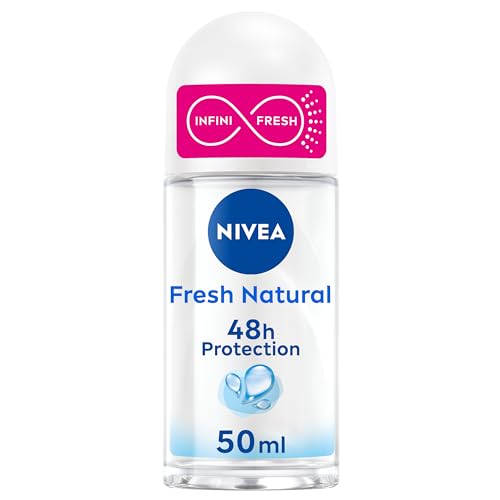 Nivea Fresh Natural Deodorante Roll-On 50 Ml, Deodorante Antitraspirante Per Una Protezione Fino A 48H, Deodorante Roll On Con Tecnologia Infinifresh,
