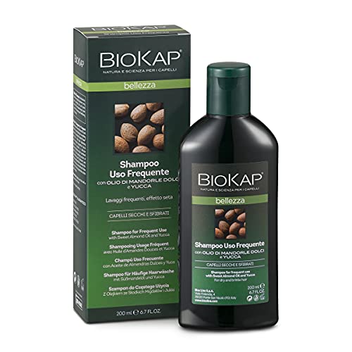 Biokap Shampoo Idratante Uso Frequente, Con Olio Di Mandorle Dolci E Yucca Adatto A Tutti I Tipi Di Capelli, Rende I Capelli Luminosi, 200 Ml