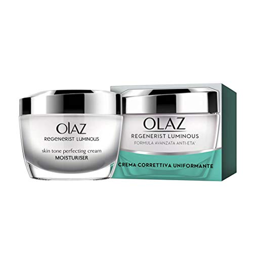 Olaz Regenerist Luminous Crema Viso Antirughe E Antimacchie, Corregge Le Macchie Solari, Idrata E Illumina La Pelle, Ottima Base Trucco, Formula Avanz