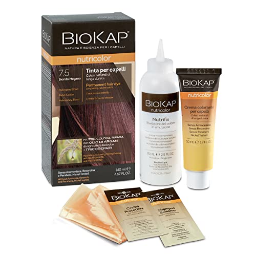 Biokap Nutricolor, Tinta Capelli Senza Ammoniaca, Colorazione Capelli, Nutre, Colora E Ripara, 7.5 Biondo Mogano, 140Ml