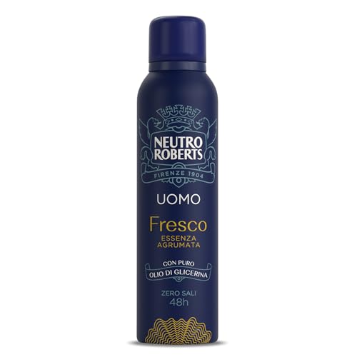 Neutro Roberts, Deodorante Spray Uomo Essenza Agrumata, Con Antiodore, Zero Sali Di Alluminio, Zero Macchie, Con Puro Olio Di Glicerina, Deodorante Uo