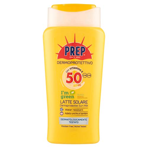 Prep, Latte Solare Dermoprotettivo Spf 50, Protezione Solare Raggi Uva E Uvb, Senza Parabeni, Formato 200 Ml