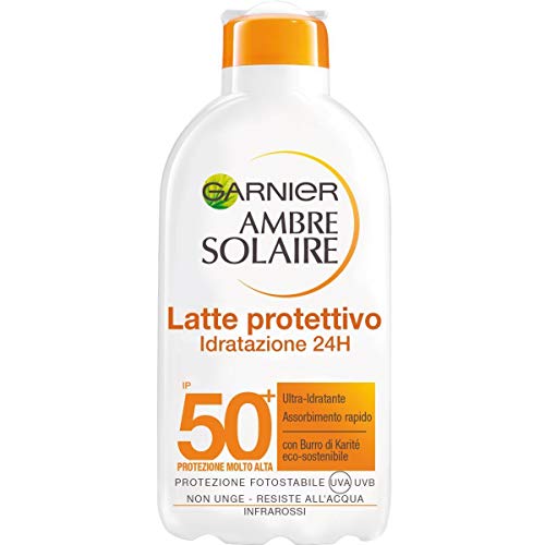 Garnier Ambre Solaire Latte Protettivo Ip 50+, Protezione Molto Alta, Idratazione 24H, 200 Ml