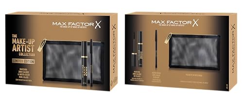 Max Factor Cofanetto Regalo The Make-Up Artist Collection, Pochette In Rete Nera Con Mascara 2000 Calorie Volumizzante Black E Matita Occhi Nera Kajal