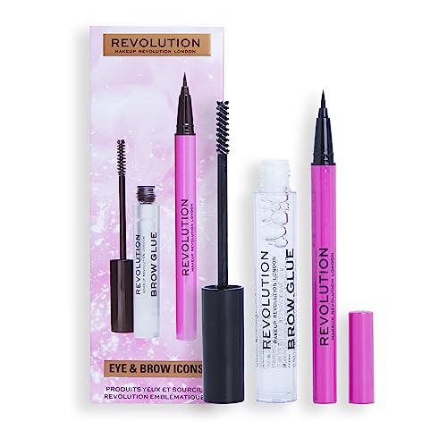 Makeup Makeup Revolution Set Regalo Icone Sguardo & Sopracciglia, Brow Glue E Eyeliner Liquido Inclusi