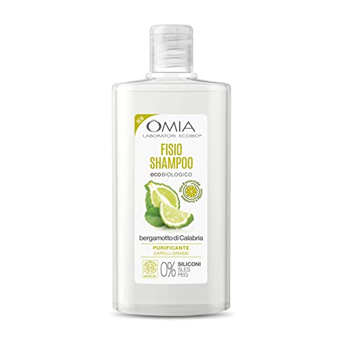 Omia, Fisio Shampoo Trattante Con Olio Di Bergamotto Di Calabria, Per Capelli Grassi, Purificante E Riequilibrante, Detergente Specifico, Senza Silico