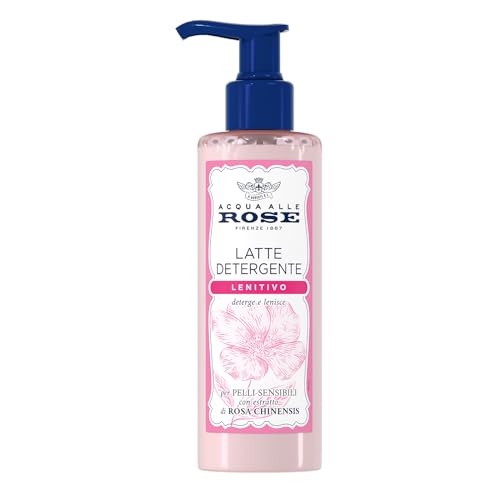 Acqua Alle Rose, Latte Detergente Lenitivo, Con Estratto Di Rosa Chinensis, Ideale Per Le Pelli Secche O Sensibili, Deterge E Idrata La Pelle Delicata