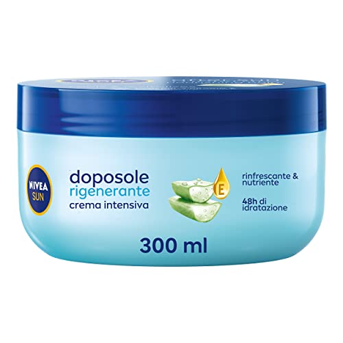 Nivea Sun Crema Intensiva Doposole Rigenerante 300 Ml, Crema Doposole Corpo Con Aloe Vera Bio, Acido Ialuronico E Vitamina E, Crema Corpo Idratante E