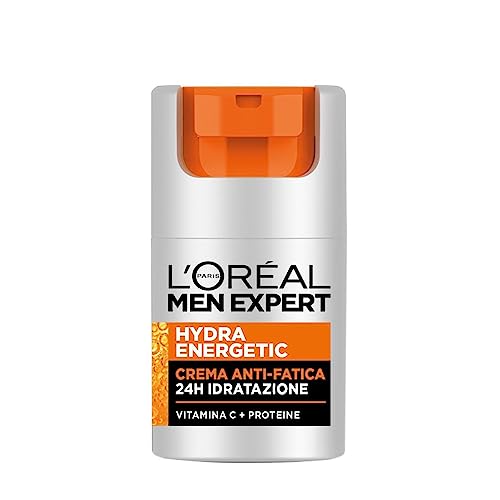 L'Oréal Men Expert Crema Idratante Uomo Anti-Fatica Hydra Energetic, Combatte Le Occhiaie E Dona Intensa Idratazione, Arricchita Con Proteine E Vitami