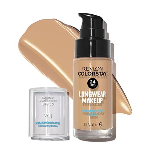 Revlon Colorstay, Fondotinta Per Pelle Normale E Secca, Con Protezione Solare Spf 20, Formula Duratura, Oil Free (30Ml), 240 Medium Beige