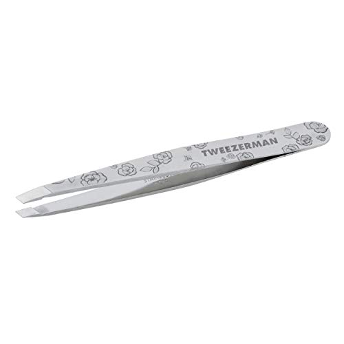 Tweezerman Pinzetta Per Sopracciglia, Punta Obliqua, Acciaio Inox, Fiore