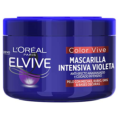 L’Oréal Paris Elvive Color Vive Mascarilla Intensiva Violeta Matizadora Para El Pelo Con Mechas, Decolorado Rubio O Gris Incluso En Bases Oscuras 250M