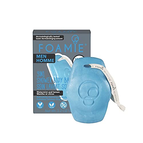 Foamie Detergente Solido 3In1 Per Uomo Con Menta E Limone I Shampoo Solido, Detergente Viso E Gel Doccia Per Uomo In 1 I Vegan Senza Plastica 90G