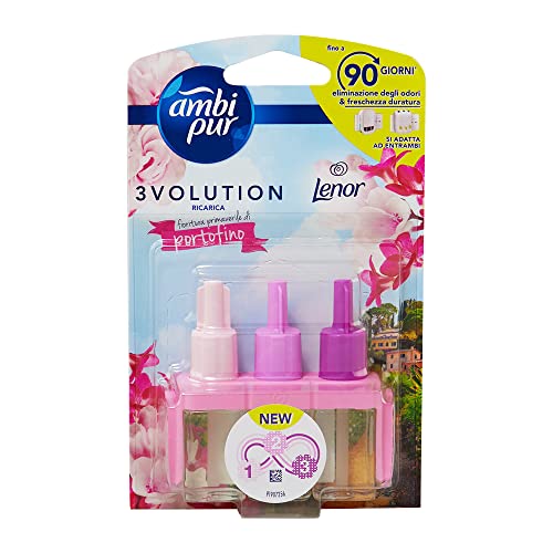 Ambi Pur 3Volution Portofino Ricarica Deodorante Per Ambienti Con Diffusore Elettrico 20 Ml, 3 Diverse Fragranze Per Eliminare Gli Odori