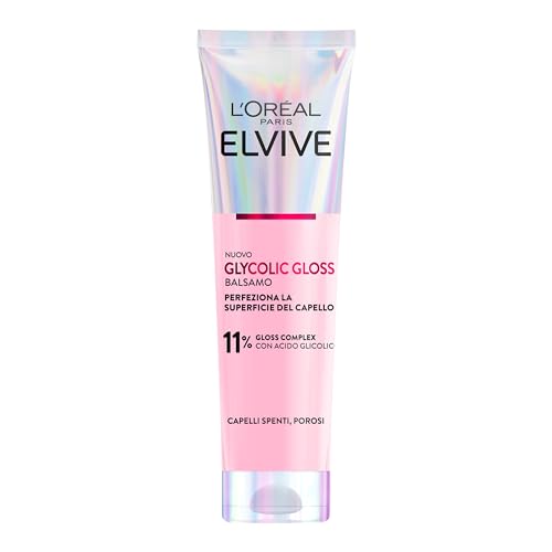 L'Oréal Paris Elvive Balsamo Districante, Per Capelli Spenti E Porosi, Capelli Setosi, Con Acido Glicolico, Senza Solfati, Glycolic Gloss, 150 Ml