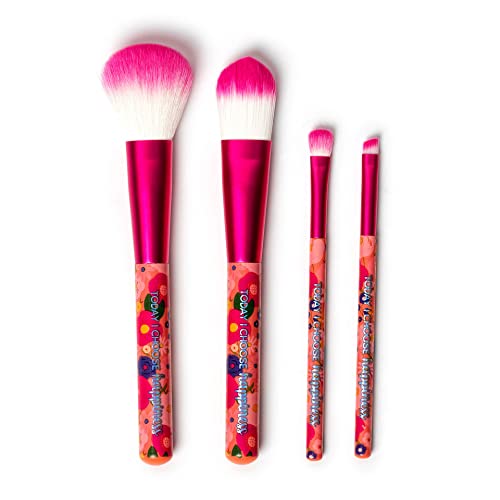 Legami - Set Di 4 Pennelli Per Il Trucco, Oh My Glow! Tema Flowers, Include Powder Brush, Foundation Brush, Eyeshadow Brush, Eyeliner Brush, 100% Vega