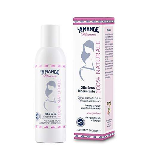 L'Amande - Olio Capezzoli Allattamento 100% Naturale, Olio Di Mandorle Dolci E Calendula Con Vitamina E, Azione Rigenerante, Lenitiva Ed Emolliente, S