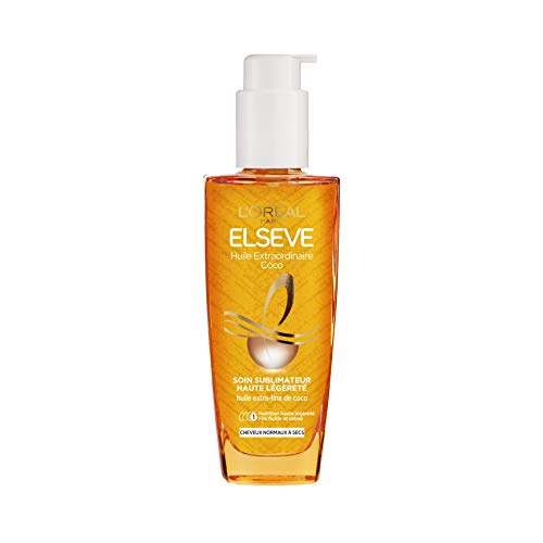 Elsève Huile Extraordinaire (Versione Francese), Lozione All'Olio Di Cocco Senza Risciacquo, Nutrizione E Leggerezza, Per Capelli Da Normali A Secchi