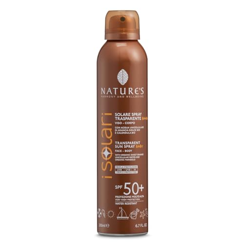 Nature'S - Isolari, Protezione Solare Bambini, Protezione Solare Spray Trasparente Spf 50+, Resistente All'Acqua, 200 Ml