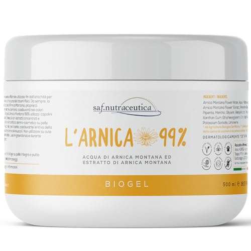Saf.Nutraceutica - L'Arnica 99% Per Cavalli Uso Umano Extra Forte, Biogel A Rapida Azione, 99% Naturale, Super Concentrata Con Tris Di Estratti Di Arn